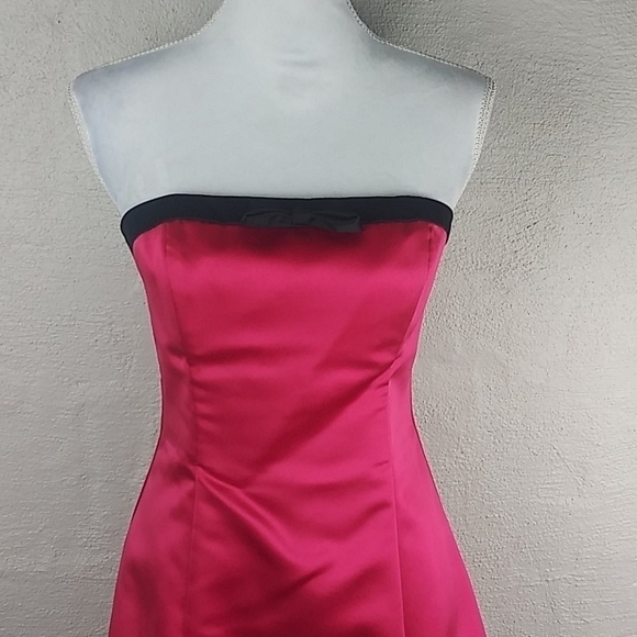 Faviana New York Pink Faux Bow Bodice  Strapless Zipper Back Semi Formal Dress - Picture 2 of 9